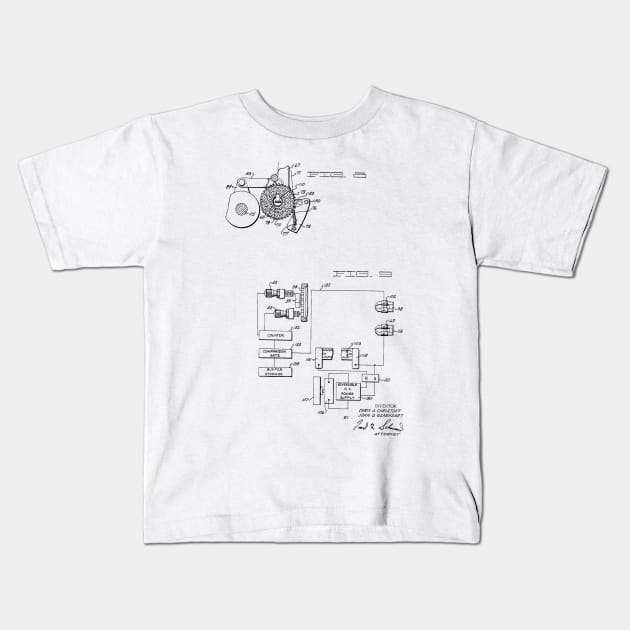 Driving and supporting means for high speed printing drum Vintage Patent Hand Drawing Kids T-Shirt by TheYoungDesigns